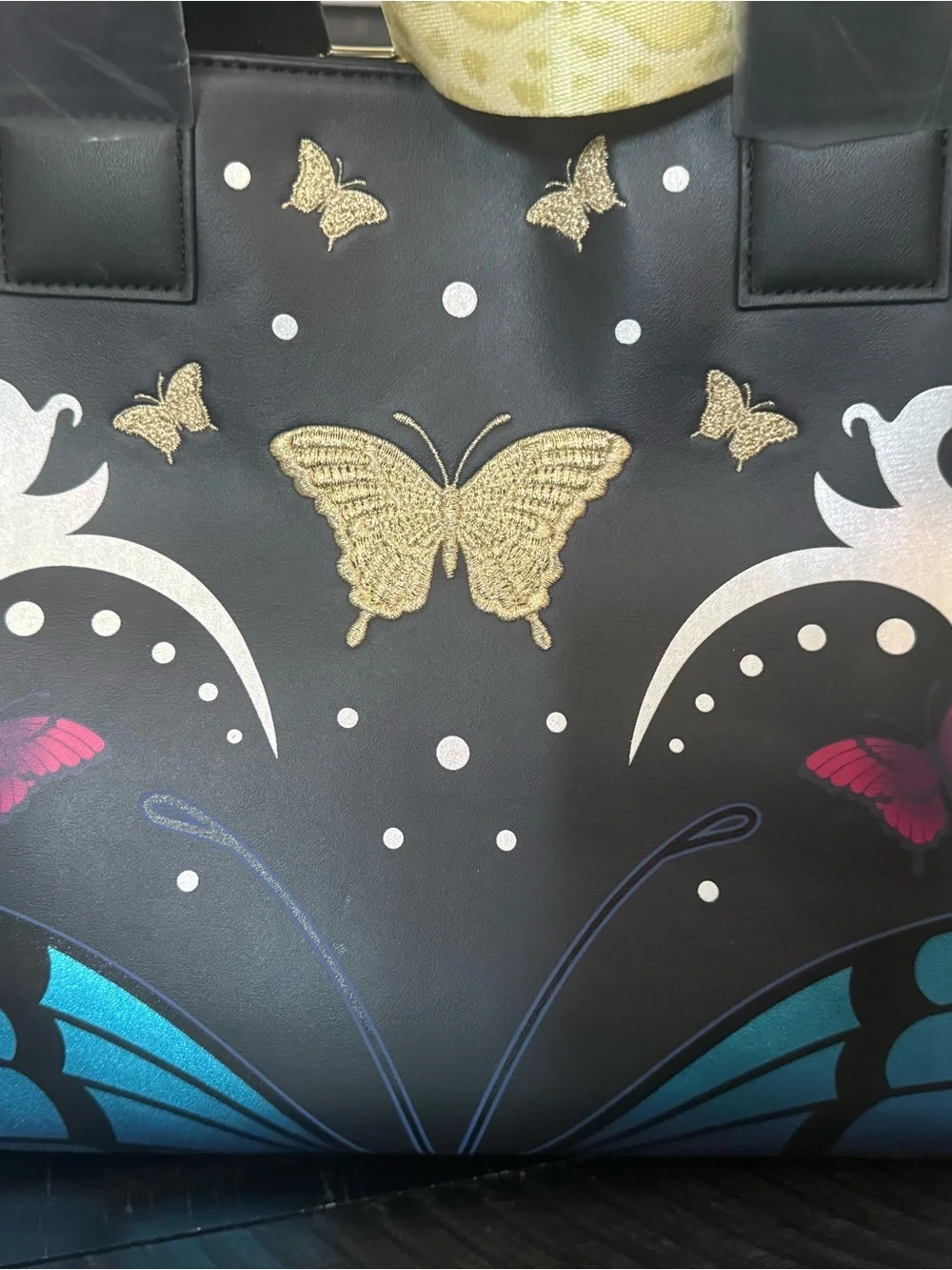 NWT Britney Spears Butterfly Print Loungefly Purse with Yellow Strap
